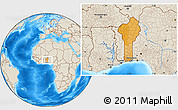 Political Location Map of Benin, shaded relief outside