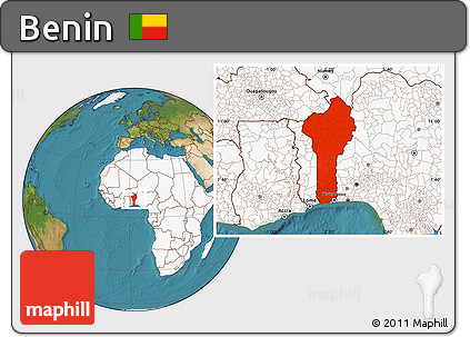 Satellite Location Map of Benin, highlighted continent