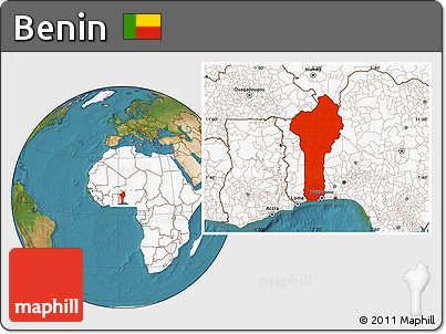 Satellite Location Map of Benin, highlighted continent