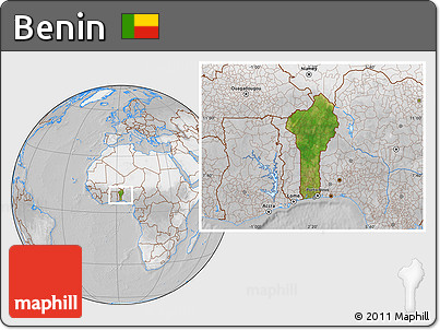 Satellite Location Map of Benin, lighten, desaturated