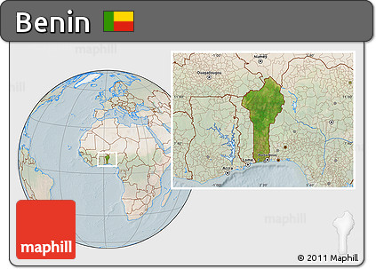 Satellite Location Map of Benin, lighten