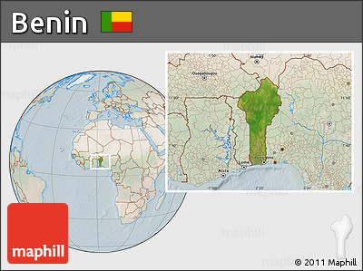 Satellite Location Map of Benin, lighten