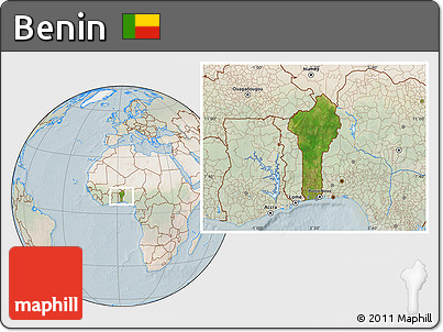 Satellite Location Map of Benin, lighten