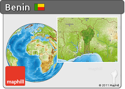 Satellite Location Map of Benin, physical outside