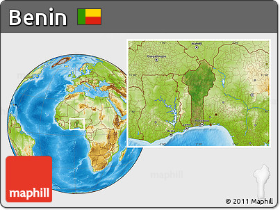 Satellite Location Map of Benin, physical outside