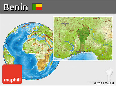 Satellite Location Map of Benin, physical outside