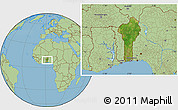 Satellite Location Map of Benin, savanna style outside