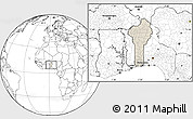 Shaded Relief Location Map of Benin, blank outside