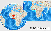 Shaded Relief Location Map of Benin, within the entire continent