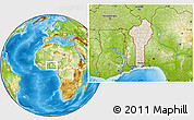 Shaded Relief Location Map of Benin, physical outside