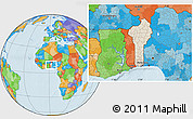 Shaded Relief Location Map of Benin, political outside