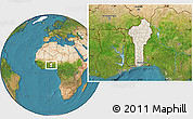 Shaded Relief Location Map of Benin, satellite outside