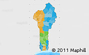 Political Map of Benin, single color outside, bathymetry sea
