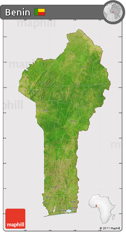 Satellite Map of Benin, cropped outside