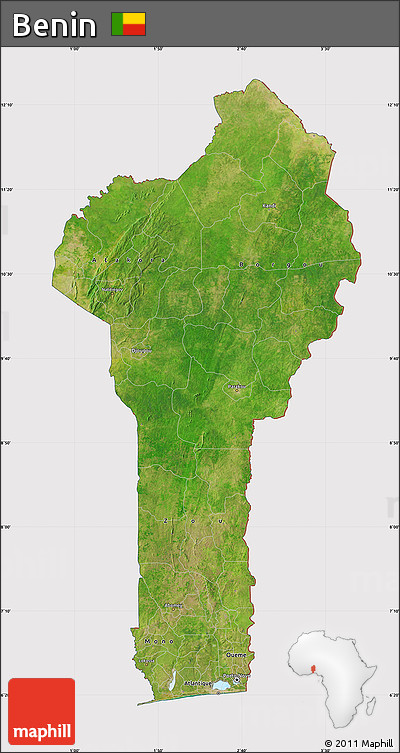 Satellite Map of Benin, cropped outside