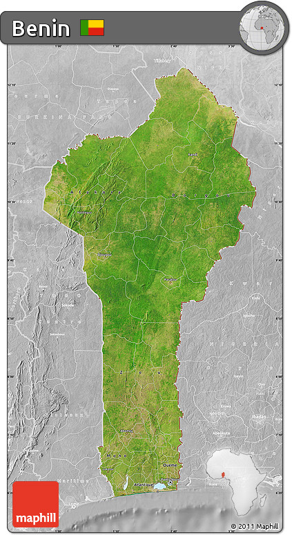 Satellite Map of Benin, lighten, desaturated