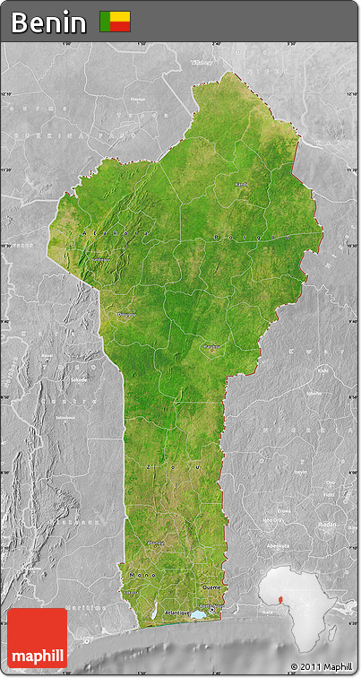 Satellite Map of Benin, lighten, desaturated
