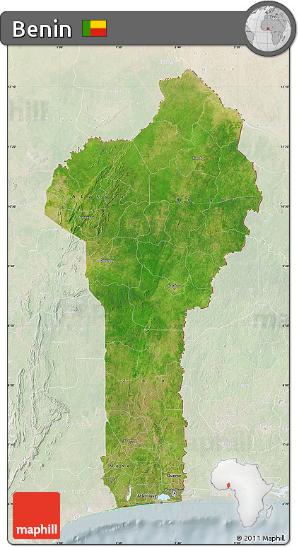 Satellite Map of Benin, lighten