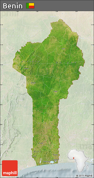Satellite Map of Benin, lighten