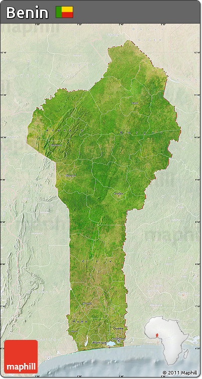Satellite Map of Benin, lighten