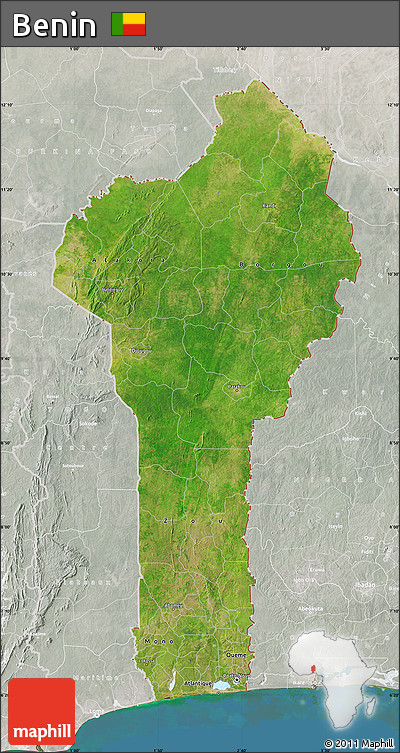 Satellite Map of Benin, lighten, semi-desaturated, land only