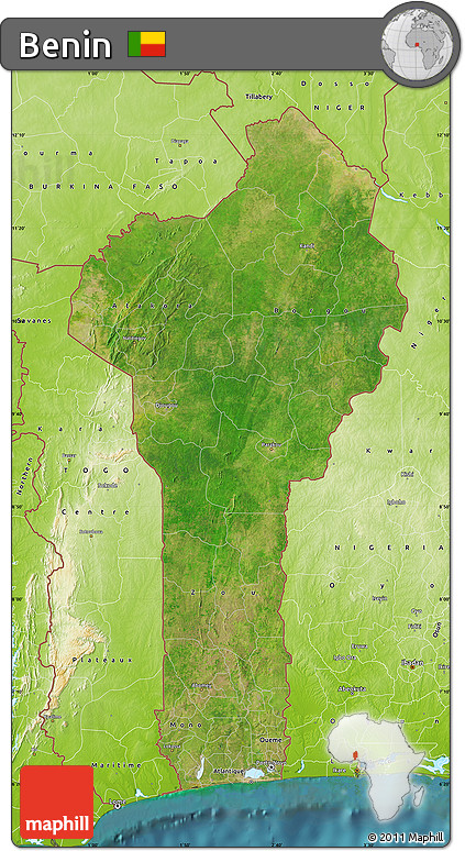 Satellite Map of Benin, physical outside, satellite sea