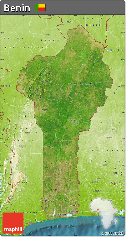 Satellite Map of Benin, physical outside, satellite sea