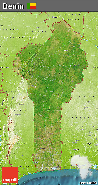Satellite Map of Benin, physical outside, satellite sea