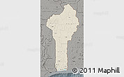 Shaded Relief Map of Benin, darken, semi-desaturated