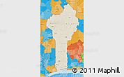 Shaded Relief Map of Benin, political outside, shaded relief sea