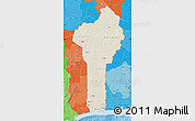Shaded Relief Map of Benin, political shades outside, shaded relief sea