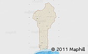 Shaded Relief Map of Benin, single color outside, bathymetry sea, shaded relief sea