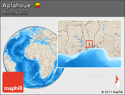 Shaded Relief Location Map of Aplahoue