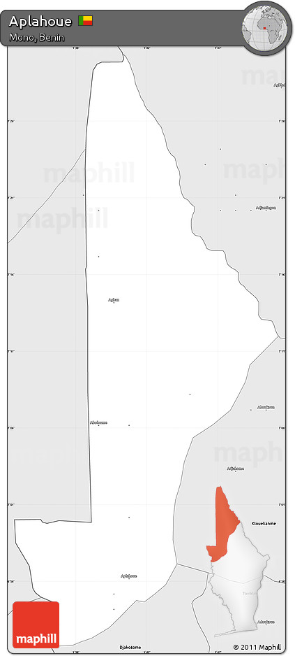 Silver Style Simple Map of Aplahoue