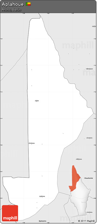 Silver Style Simple Map of Aplahoue