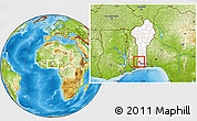 Physical Location Map of Klouekanme, highlighted country, within the entire country