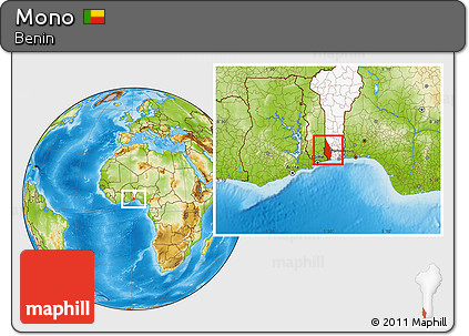 Physical Location Map of Mono, highlighted country