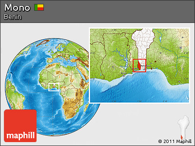 Physical Location Map of Mono, highlighted country