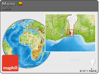 Physical Location Map of Mono, highlighted country