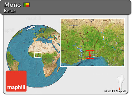 Satellite Location Map of Mono, within the entire country