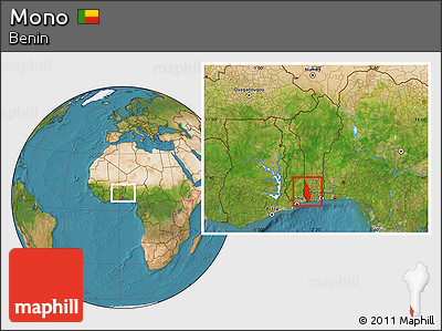 Satellite Location Map of Mono, within the entire country