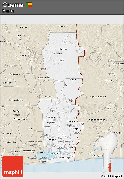 Classic Style 3D Map of Oueme