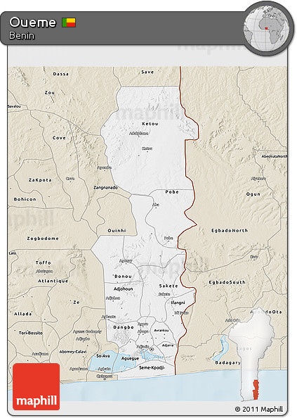 Classic Style 3D Map of Oueme