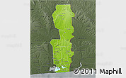 Physical 3D Map of Oueme, darken, semi-desaturated