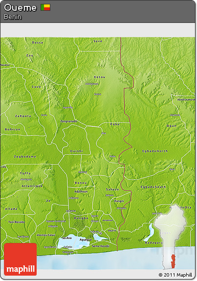Physical 3D Map of Oueme