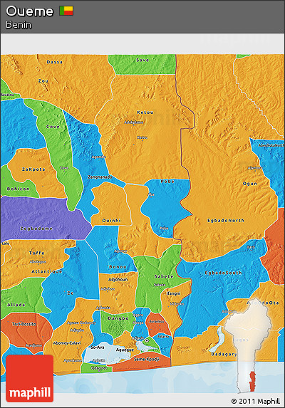 Political 3D Map of Oueme