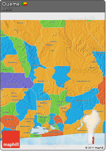 Political 3D Map of Oueme