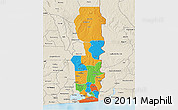 Political 3D Map of Oueme, shaded relief outside