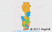 Political 3D Map of Oueme, single color outside