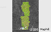 Satellite 3D Map of Oueme, darken, desaturated